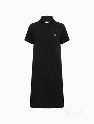 Calvin Klein 22春夏女士简约LOGO印花纯棉透气短袖POLO连衣裙J220490