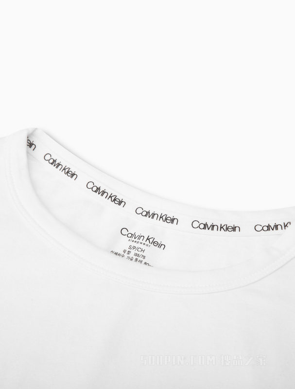 Calvin Klein 22早秋女士休闲简约字母刺绣舒适圆领短袖针织家居服QS6890