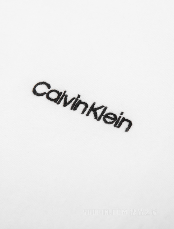 Calvin Klein 22早秋女士休闲简约字母刺绣舒适圆领短袖针织家居服QS6890