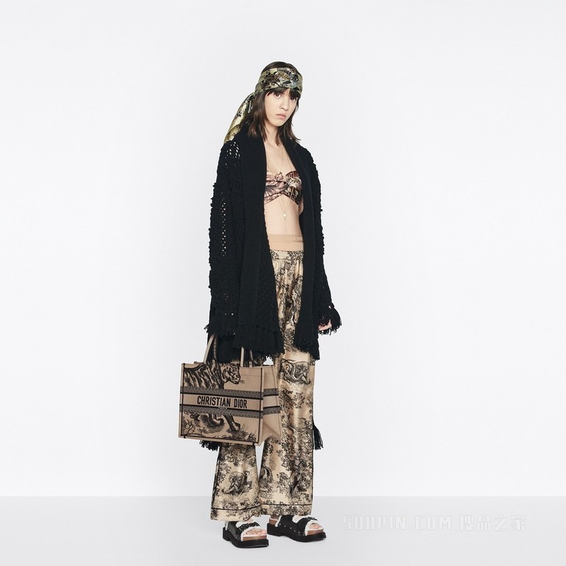 Dior Chez Moi 长裤 榛果色桑蚕丝斜纹面料茹伊印花