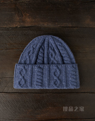 羊绒编织帽 羊绒北欧风格麻花针织帽
