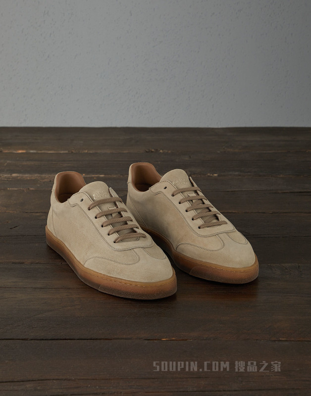 麂皮胶底鞋 打蜡麂皮胶底鞋，天然橡胶鞋底