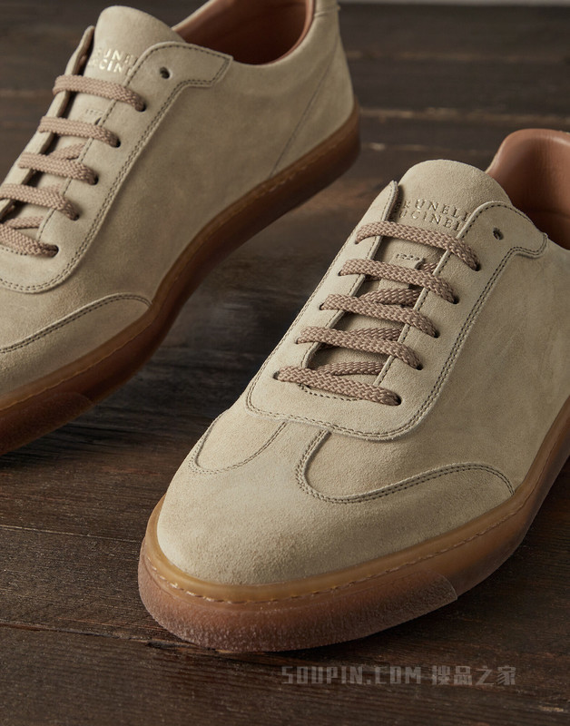 麂皮胶底鞋 打蜡麂皮胶底鞋，天然橡胶鞋底