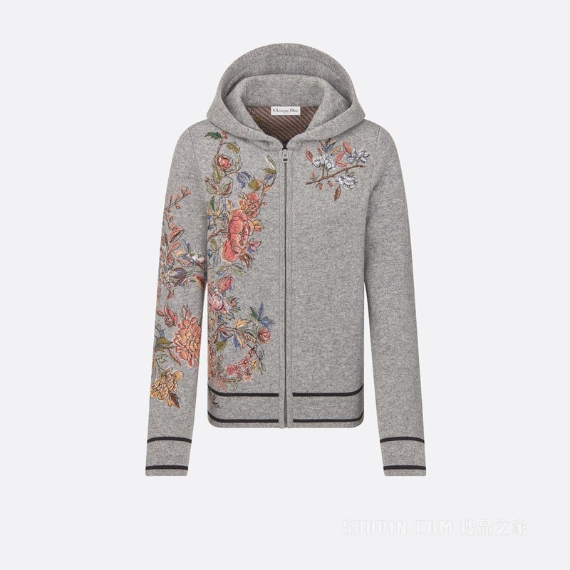 开衫 灰色山羊绒混纺针织面料多色 Dior Jardin d'Hiver 图案