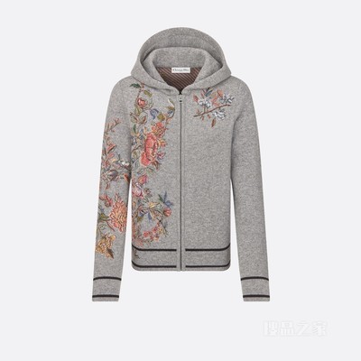 开衫 灰色山羊绒混纺针织面料多色 Dior Jardin d'Hiver 图案