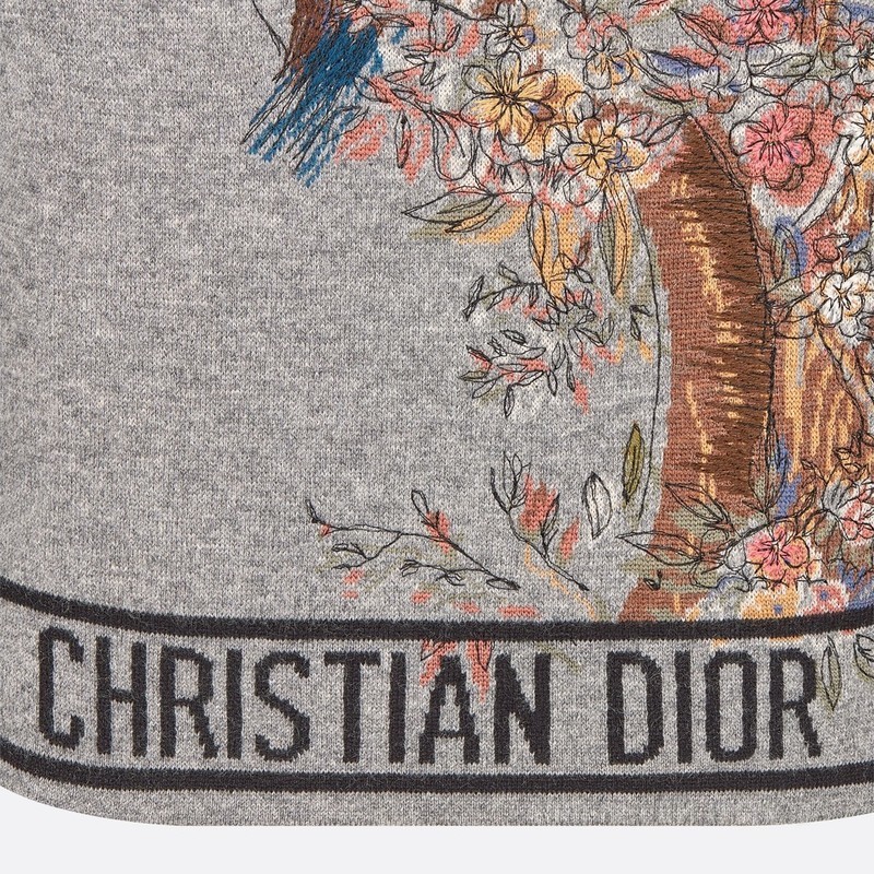 开衫 灰色山羊绒混纺针织面料多色 Dior Jardin d'Hiver 图案