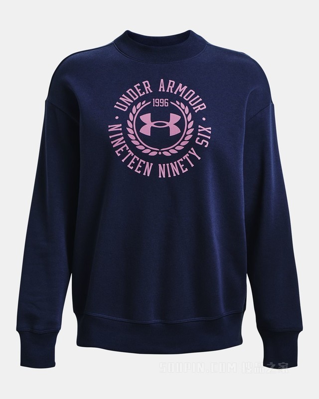 女士UA Rival Crest Graphic抓绒圆领运动衣