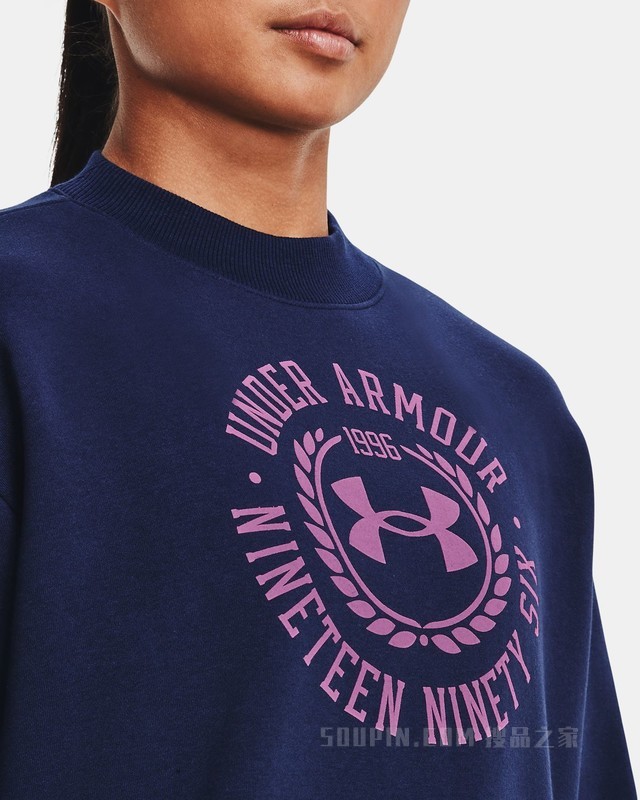 女士UA Rival Crest Graphic抓绒圆领运动衣
