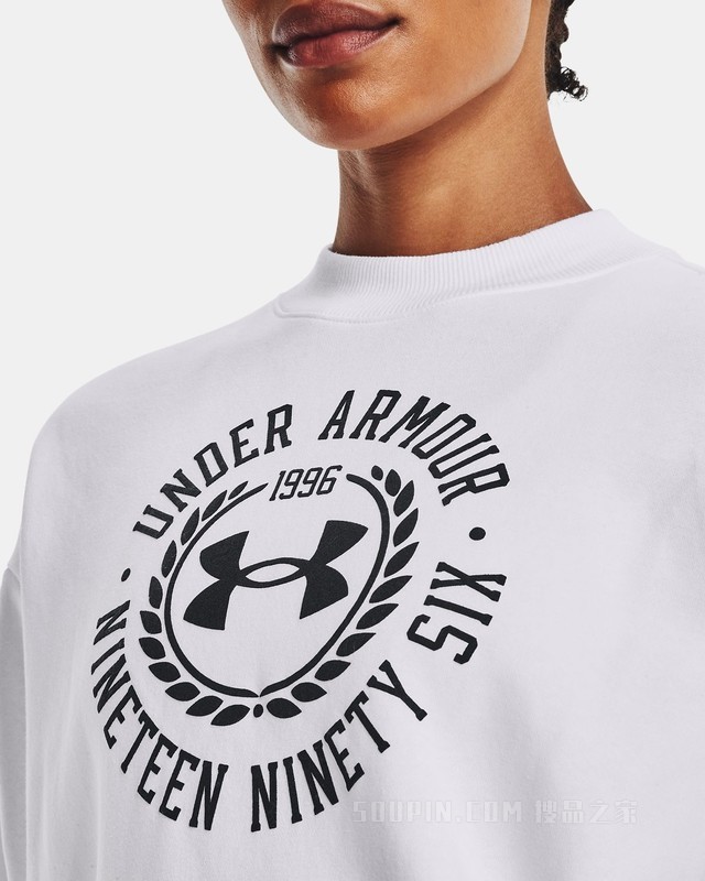 女士UA Rival Crest Graphic抓绒圆领运动衣