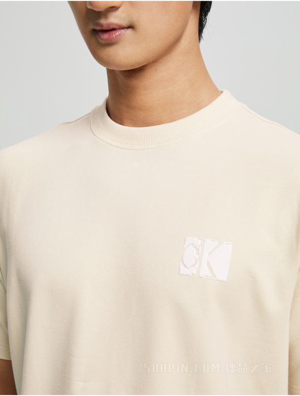 Calvin Klein 22早秋男女情侣中性醒目印花透气圆领短袖卫衣J400178