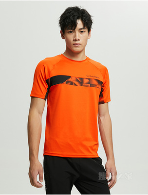 Calvin Klein 22春夏男士圆领插肩袖几何图案印花透气短袖T恤4MT2K132