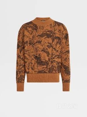 黑色配骆马红棕色 Oasi Cashmere 圆领针织衫