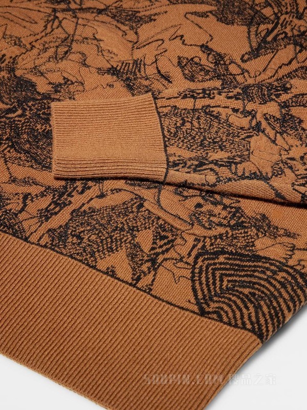 黑色配骆马红棕色 Oasi Cashmere 圆领针织衫