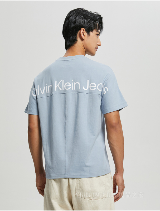 Calvin Klein 22早秋新款男女情侣中性醒目印花透气圆领短袖卫衣J400178