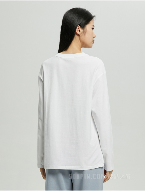 Calvin Klein 22秋冬新款女士休闲圆领简约字母刺绣舒适打底长袖T恤J220128