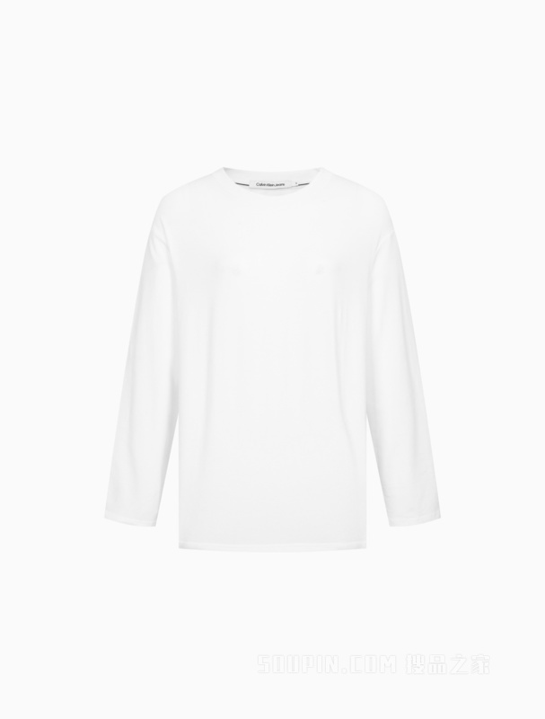Calvin Klein 22秋冬新款女士休闲圆领简约字母刺绣舒适打底长袖T恤J220128