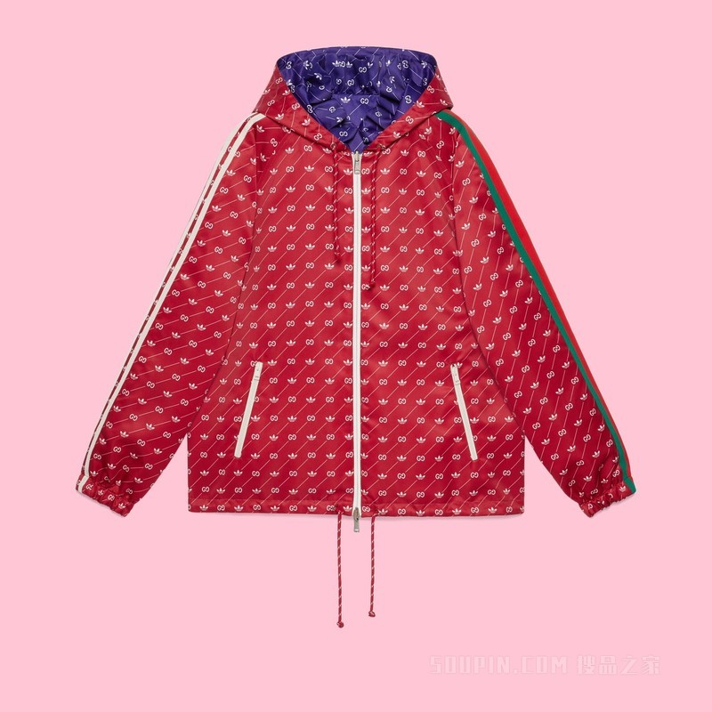 adidas x Gucci联名系列双面可穿夹克 蓝色和红色
