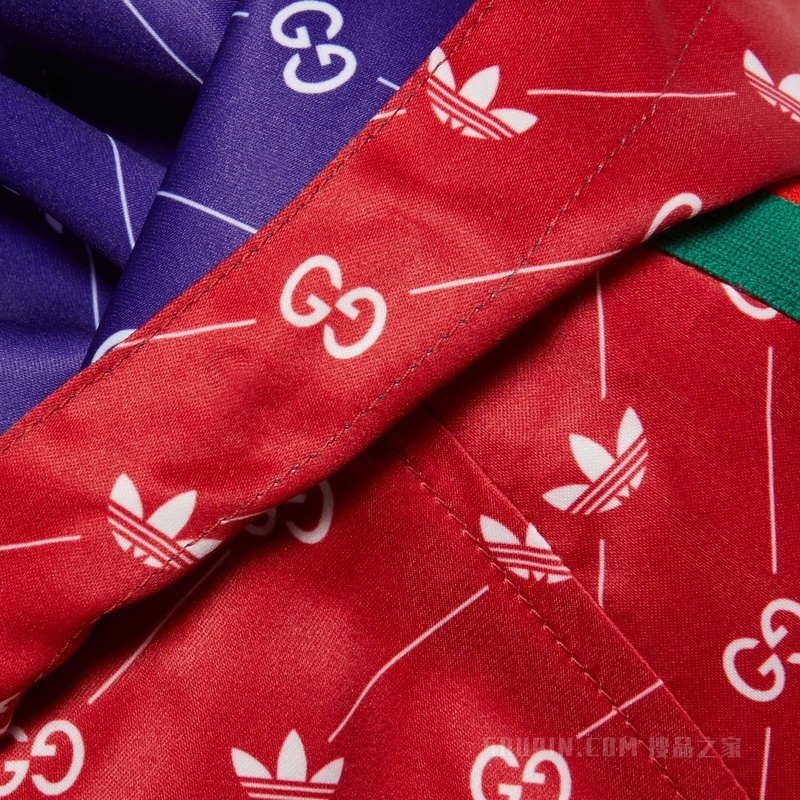 adidas x Gucci联名系列双面可穿夹克 蓝色和红色