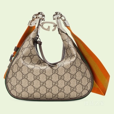 Gucci Attache系列小号肩背包 米色和乌木色Supreme帆布