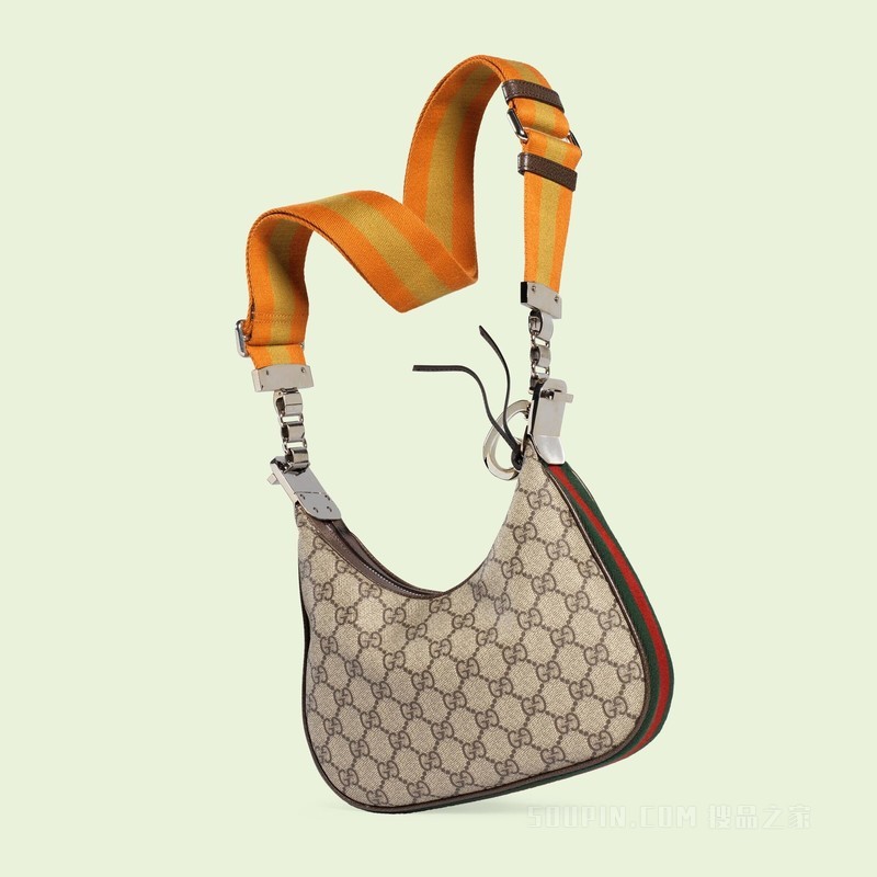 Gucci Attache系列小号肩背包 米色和乌木色Supreme帆布
