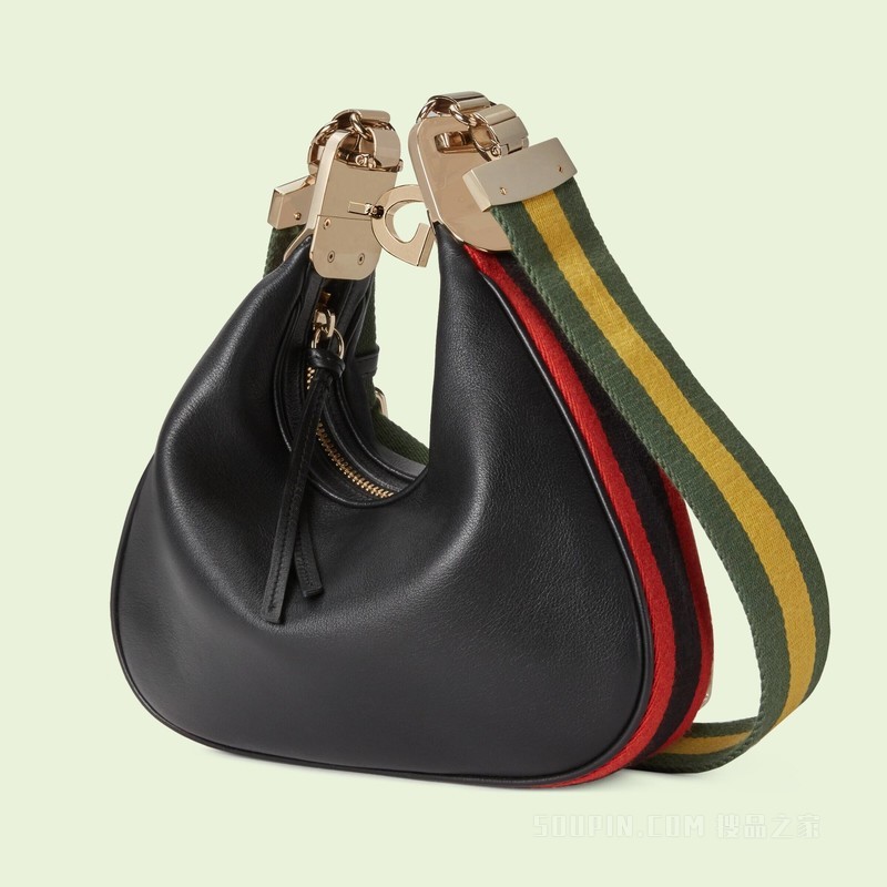 Gucci Attache系列小号肩背包 黑色皮革