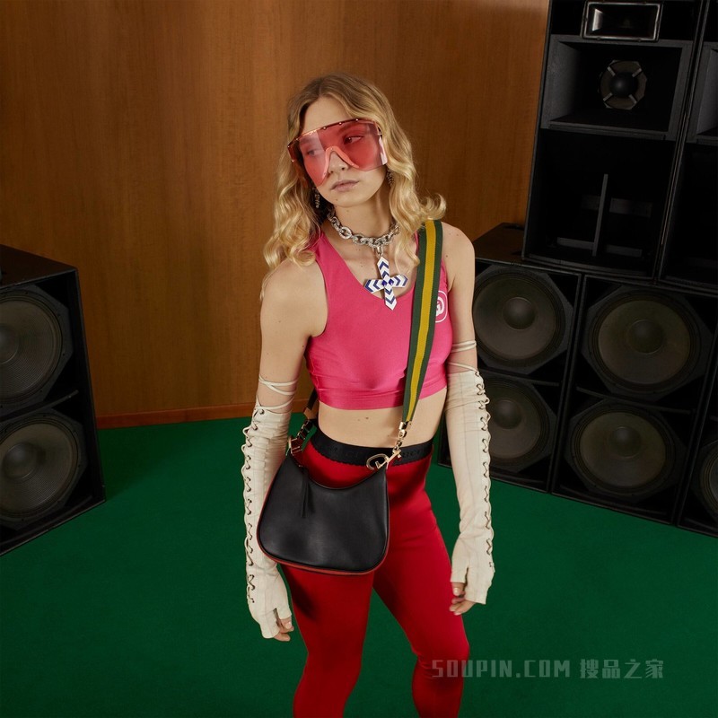 Gucci Attache系列小号肩背包 黑色皮革