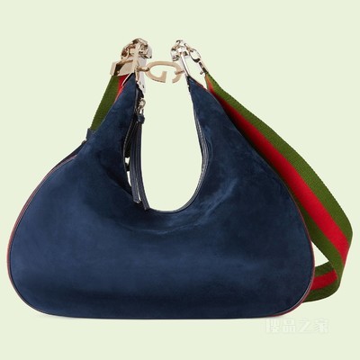 Gucci Attache系列大号肩背包 深蓝色绒面材质