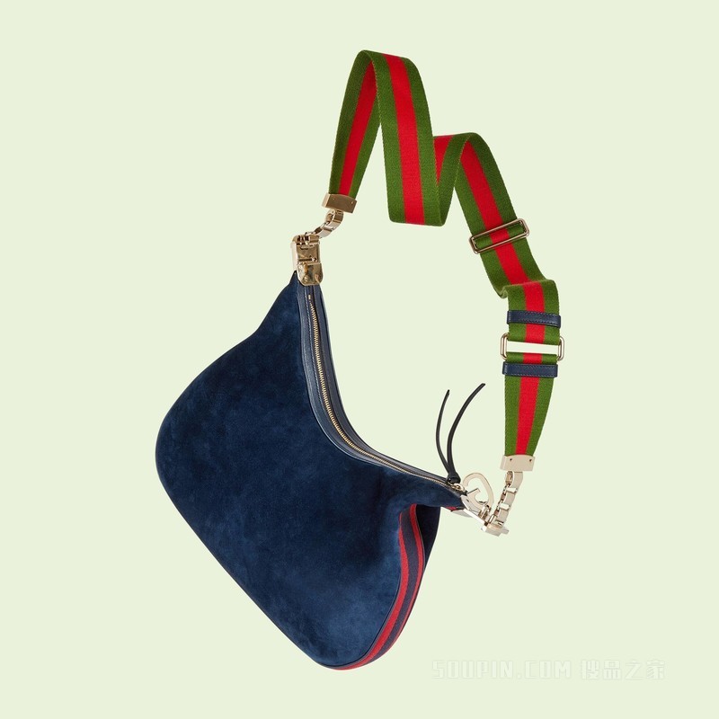 Gucci Attache系列大号肩背包 深蓝色绒面材质