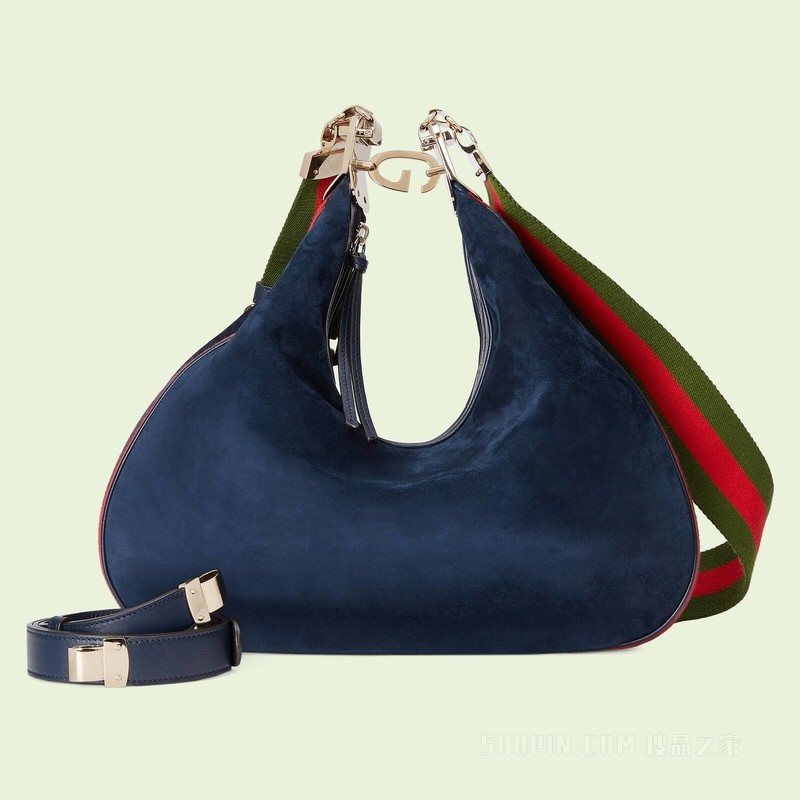 Gucci Attache系列大号肩背包 深蓝色绒面材质