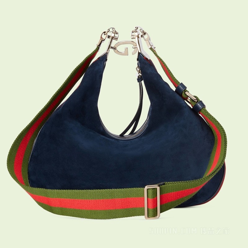Gucci Attache系列大号肩背包 深蓝色绒面材质