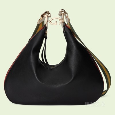 Gucci Attache系列大号肩背包 黑色皮革