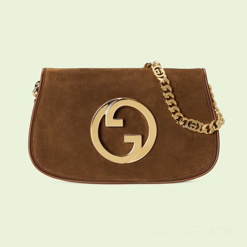 Gucci Blondie系列肩背包 深棕色绒面材质
