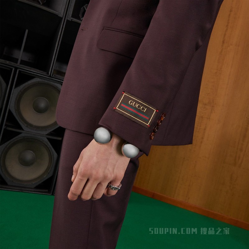 马海毛羊毛混纺正装 棕色