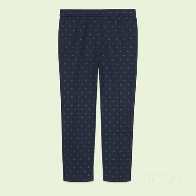 双G圆点棉质正装裤子 蓝色