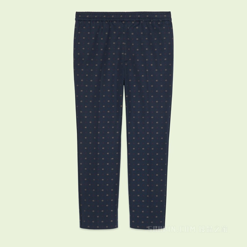 双G圆点棉质正装裤子 蓝色