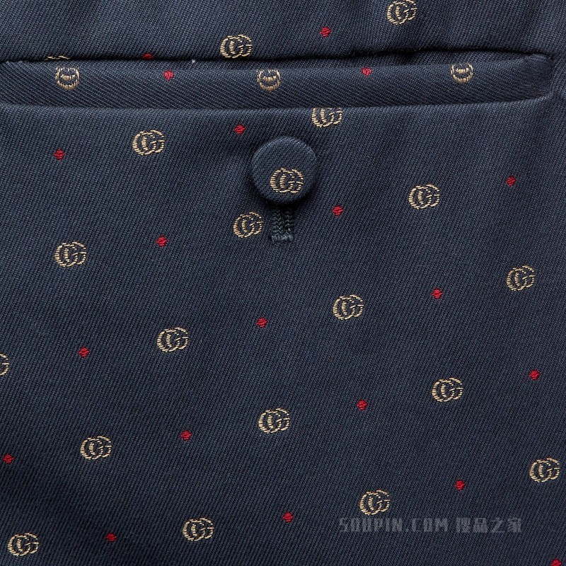 双G圆点棉质正装裤子 蓝色