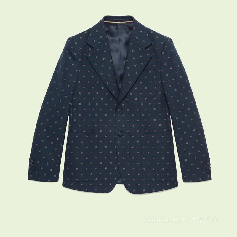 棉质双G圆点正装夹克 蓝色