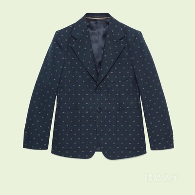 棉质双G圆点正装夹克 蓝色