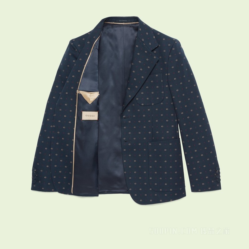 棉质双G圆点正装夹克 蓝色