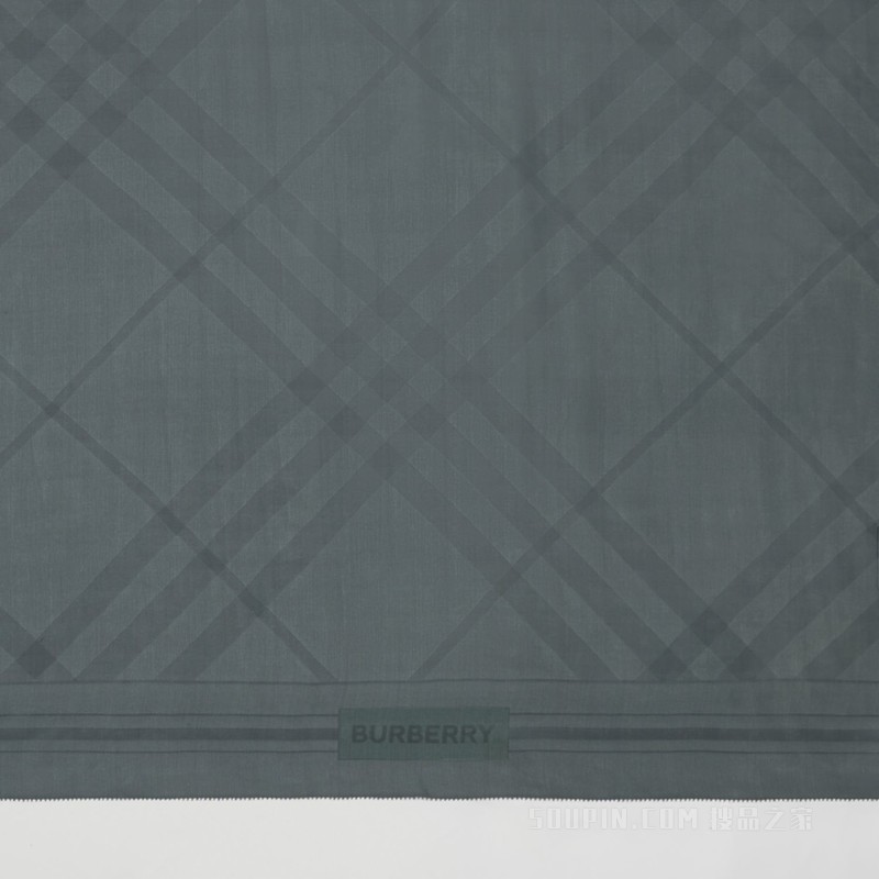 格纹丝质雪纺提花围巾 (深灰色)