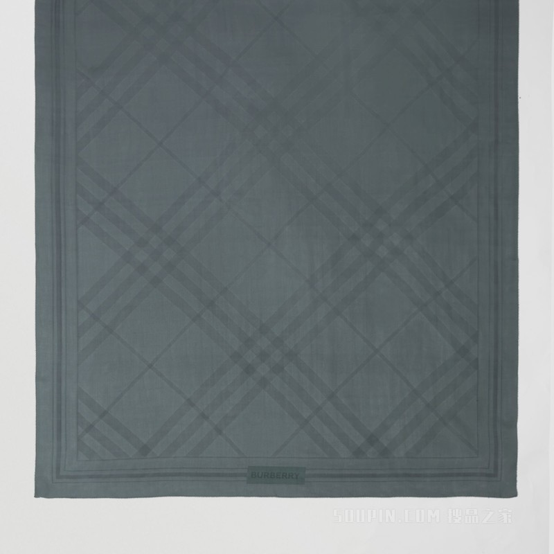 格纹丝质雪纺提花围巾 (深灰色)