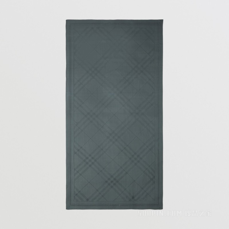 格纹丝质雪纺提花围巾 (深灰色)