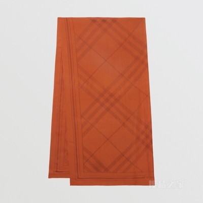格纹丝质雪纺提花围巾 (焦橙色)