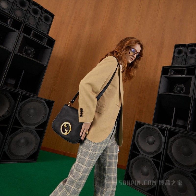 Gucci Blondie系列中号手袋 黑色皮革