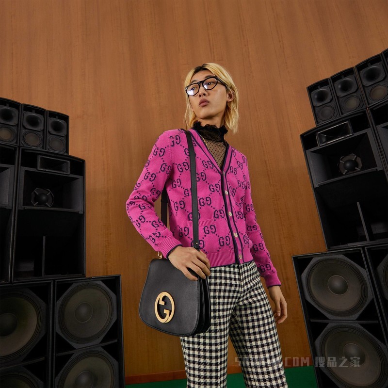 Gucci Blondie系列中号手袋 黑色皮革