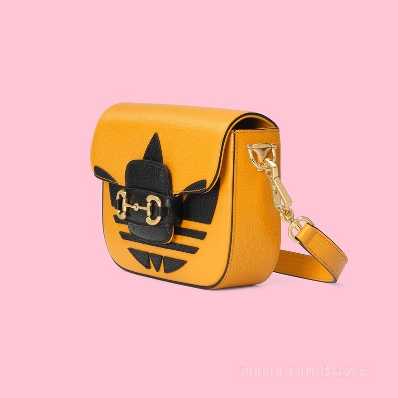 adidas x Gucci Horsebit 1955系列迷你手袋 黄色和黑色皮革
