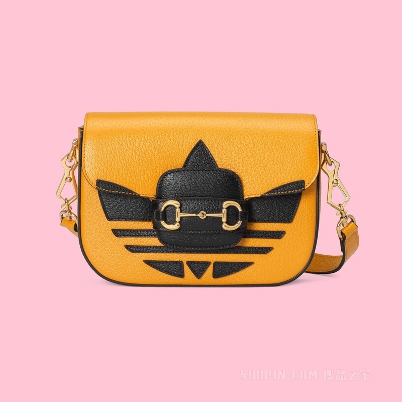 adidas x Gucci Horsebit 1955系列迷你手袋 黄色和黑色皮革