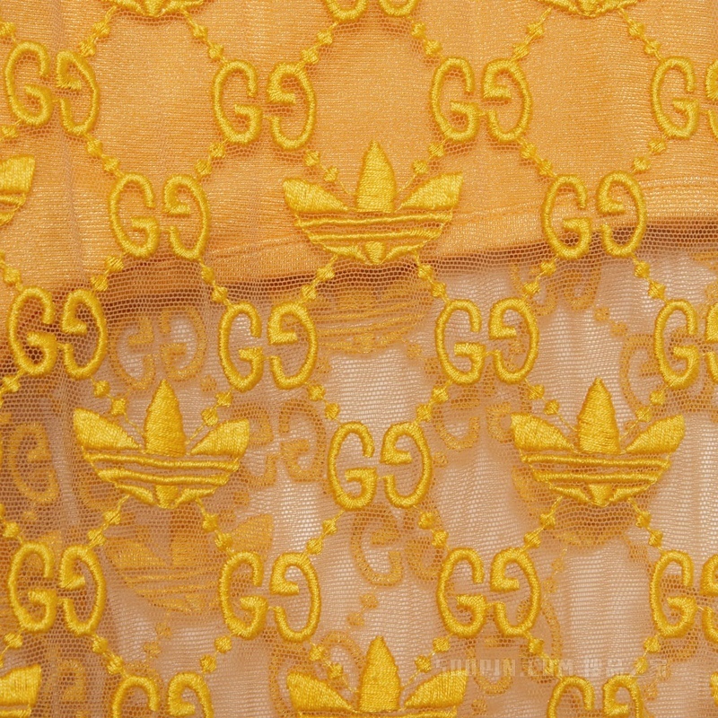 adidas x Gucci GG联名系列薄纱紧身裤 黄色
