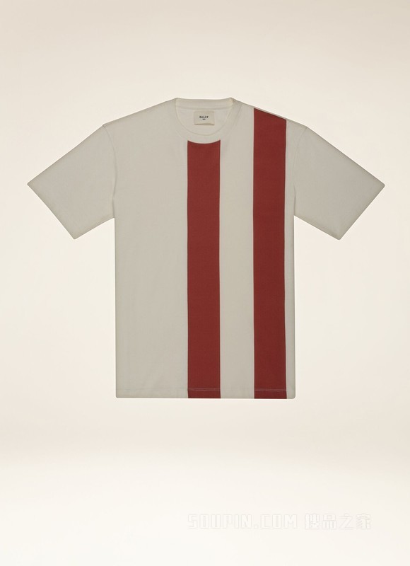 Bally Stripe T恤衫 骨白色有机棉 T 恤