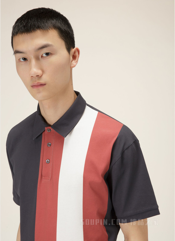 Bally Stripe Polo 衫 海军蓝棉质 Polo 衫